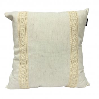 Capa P/ Almofada de Linho Off White com Renda - 45x45cm