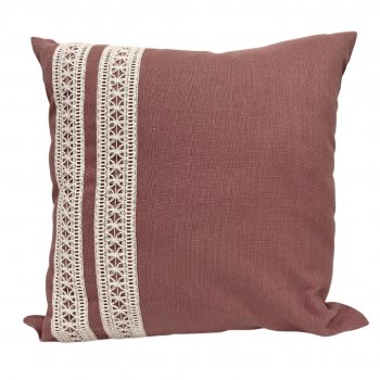 Capa P/ Almofada de Linho Rosa Seco com Renda Dupla - 45x45cm