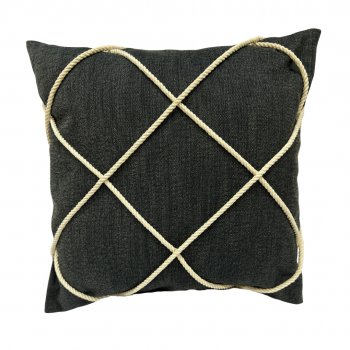 Capa P/ Almofada de Linho Cinza Escuro com Cordão - 45x45cm