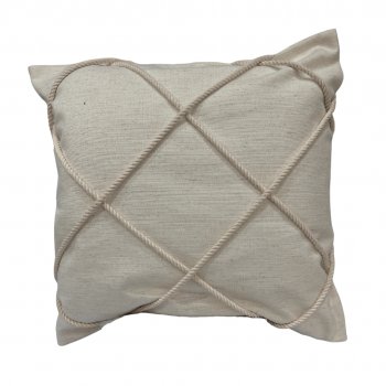 Capa P/ Almofada de Linho Off White com Cordão - 45x45cm