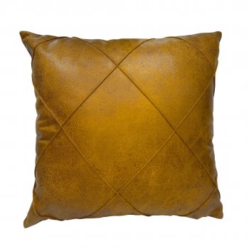 Capa P/ Almofada Corino Mostarda Drapeada - 45x45cm