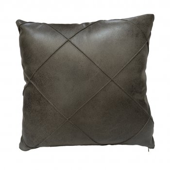 Capa P/ Almofada Corino Cinza Escuro Drapeada - 45x45cm