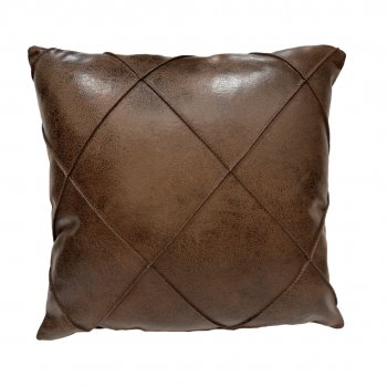 Capa P/ Almofada Corino Marrom Drapeada - 45x45cm