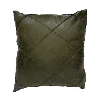 Capa P/ Almofada Corino Verde Musgo Drapeada - 45x45cm