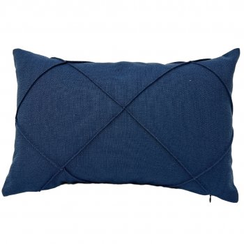 Capa P/ Almofada Linho Azul Marinho Drapeada - 30x50cm