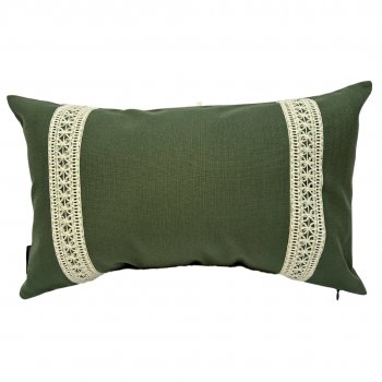 Capa P/ Almofada de Linho Verde com Renda - 30x50cm