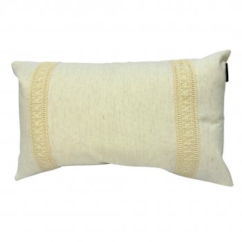 Capa P/ Almofada de Linho Off White com Renda - 30x50cm