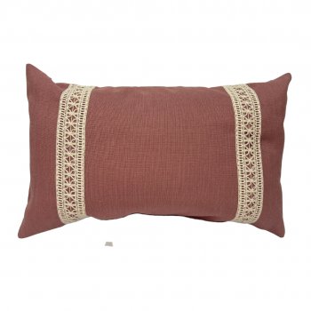 Capa P/ Almofada de Linho Rosa Seco com Renda - 30x50cm