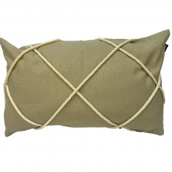 Capa P/ Almofada de Linho Bege Claro com Cordão- 30x50cm