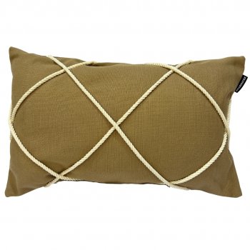 Capa P/ Almofada de Linho Bege Escuro com Cordão- 30x50cm