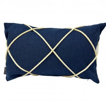 Capa P/ Almofada de Linho Azul Marinho com Cordão- 30x50cm