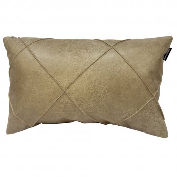 Capa P/ Almofada de Corino Bege Drapeada - 30x50cm