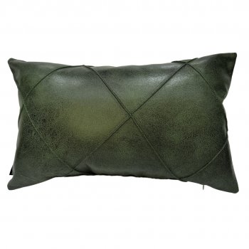 Capa P/ Almofada de Corino Verde Musgo Drapeada - 30x50cm