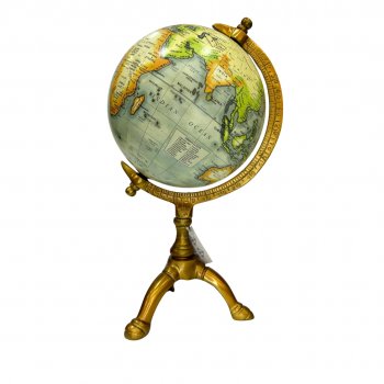 Globo Decorativo Verde e Dourado c/ Base Tripé - 31cm