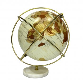 Globo Decorativo Off White e Marrom c/ Base de Mármore - 28cm