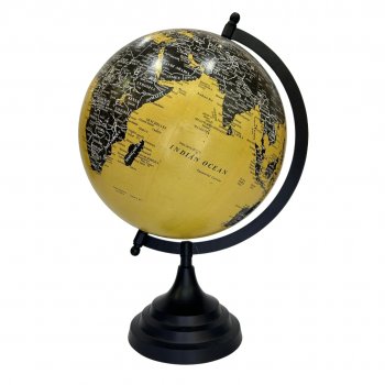 Globo Decorativo Amarelo e Preto c/ Base de Alumínio - 33cm