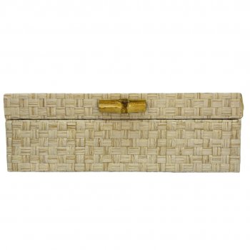 Caixa Organizadora Retangular de Palha Clara - 30cm