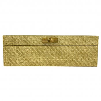 Caixa Organizadora Retangular de Palha Amarela - 30cm