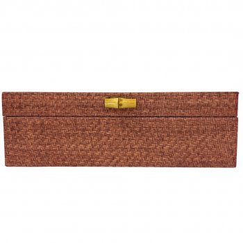 Caixa Organizadora Retangular de Palha Rosa Seco - 30cm