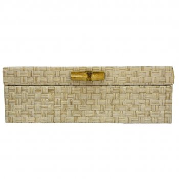 Caixa Organizadora Retangular de Palha Clara - 25cm