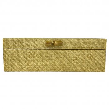 Caixa Organizadora Retangular de Palha Amarela - 25cm