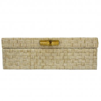 Caixa Organizadora Retangular de Palha Clara - 20cm