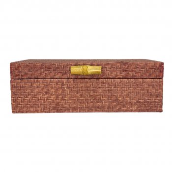 Caixa Organizadora Retangular de Palha Rosa Seco - 20cm