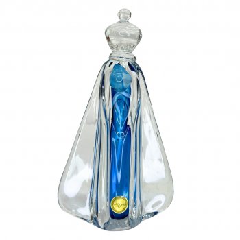 Nossa Senhora com Coroa em Murano Labone Azul- 23cm