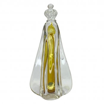 Nossa Senhora com Coroa em Murano Labone Âmbar- 30cm