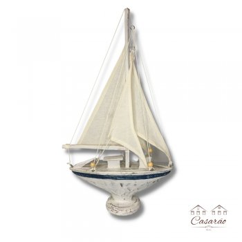 Barco Branco e Azul - 40 cm