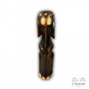 Cachorro de Madeira Teca - 25 cm